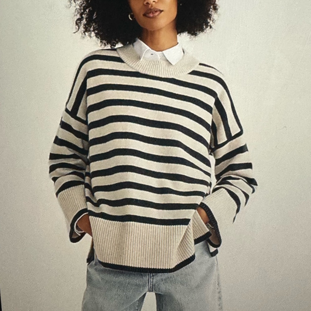 “Madewell” (Re)sponsible Cashmere Relaxed Sweater In Stripe - Worn once!
